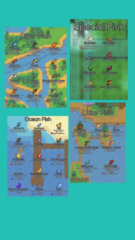 Fishing Guide Stardew, Stardew Fishing, Fishing Stardew Valley, Valley River, Smallmouth Bass, Ocean Fishing, River Fishing, Fishing Guide, Stardew Valley