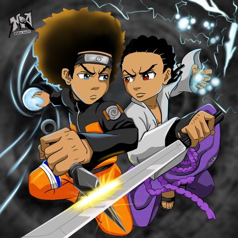 Boondocks x Naruto @miss_aye22 🎨 #Boondocks #Naruto #Huey #Riley #Sasuke #FanArt #Anime #iArtByAsh Huey Boondocks, Riley And Huey, Boondocks Fanart, The Boondocks Fanart, Boondocks Basketball, Boondocks Grandad Wallpaper, Boondocks Grandad, Riley From Boondocks Drawings, Boondocks Scene