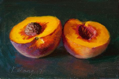 Duane Keiser, Peach Paint, Painting A Day, Tree Watercolor Painting, Sky Art Painting, Newspaper Art, Oil Painting Tutorial, Still Life Fruit, Picture Books Illustration