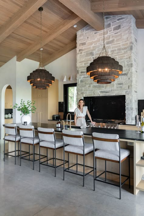 organic modern kitchen, chefs kitchen, kitchen inspiration, stone hood fan, modern cabin, wood ceiling, Chefs Kitchen Design, Leclair Decor, Chef's Kitchen, Chefs Kitchen, Kitchen Inspiration Design, Kitchen Appliance, Kitchen Cabinetry, Cooking Techniques, Kitchen Makeover