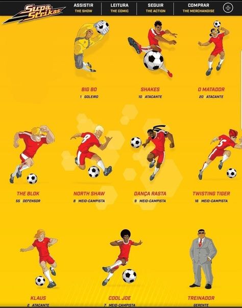 Super Strikers Cartoon, Supa Strikas Wallpaper, Sports Moodboard, Super Strikers, Don Pablo Escobar, Super Strikas, Football Reference, Group Pfps, Typographic Portrait