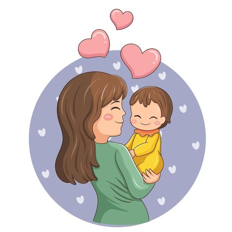 Illustration of cartoon character mother... | Premium Vector #Freepik #vector #family-cartoon #family-character #mother-cartoon #people-family Family Picture Cartoon, Mom Baby Pictures, Mom Drawing, Mother Daughter Art, Mother's Day Projects, Mom Pictures, Cartoon People, Family Cartoon, Mom Art