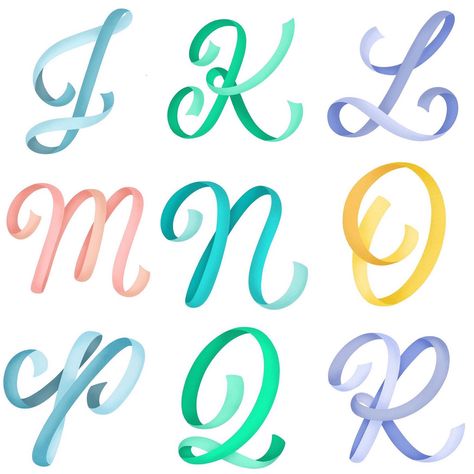 Ribbon Letters Alphabet, Ribbon Lettering Alphabet, Ribbon Calligraphy Alphabet, Ribbon Lettering, Modern Calligraphy Alphabet, Lettering Styles Alphabet, Calligraphy Lessons, Diy Photo Book, Calligraphy Text