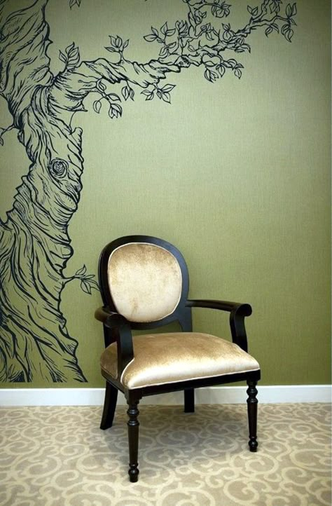 40 Elegant Wall Painting Ideas For Your Beloved Home - Bored Art Wall Drawing Ideas, Wall Painting Ideas, Tree Wall Murals, Tree Mural, Simple Wall Art, Family Tree Wall, Wall Drawing, Tree Wall, New Wall