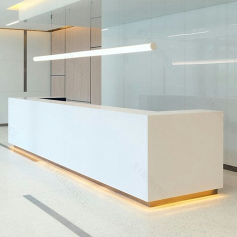 White Reception, Modern Reception Desk, Reception Desk Office, Reception Desk Design, Modern Reception, Dental Office Design, Table Office, Office Reception, Luxury Office