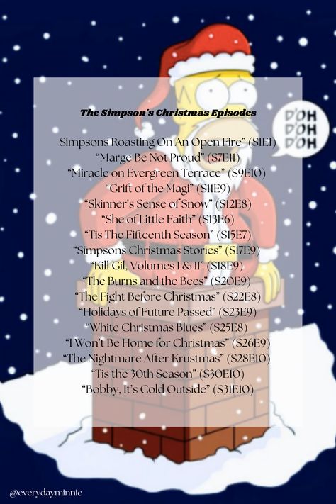 This is the ultimate Christmas Episode Guide for The Simpsons. Christmas Episodes Of Tv Shows, The Simpsons Christmas, Christmas Tv Specials, Simpsons Christmas, Christmas Tv Shows, Christmas Sleepover, Christmas Everyday, Christmas Tv, Christmas Episodes