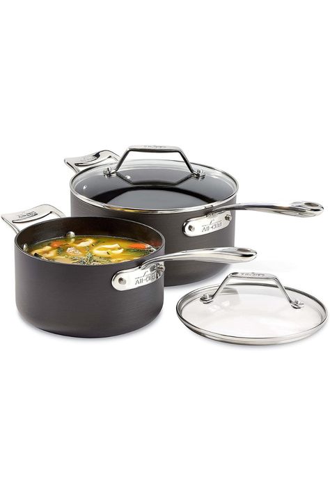 All-Clad Essentials Nonstick 10 Piece Cookware Set Kitchen Cookware Sets, Nonstick Cookware Sets, Kitchen Clean, Steel Rims, Sauce Pan, Cooking Set, Nonstick Cookware, Cookware Sets, Kitchen Cookware