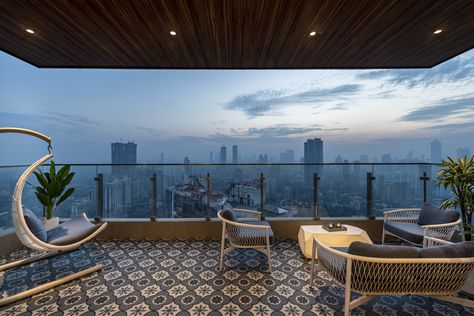 This Mumbai home is proof that there is no such thing as too much colour Mumbai Apartment Aesthetic, Solar Balcony, Terraced House Living Room, Moroccan Cafe, Celebrity Apartments, Terrace House Interior, Mumbai Apartment, Balcony Tiles, Balcony Flooring