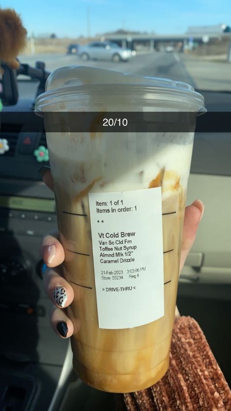 coffee cheetah nails starbucks order toffee nut sweet cream cold foam delicious Nutty Starbucks Drinks, Toffee Nut Starbucks Iced Coffee, Starbucks Toffee Nut Drinks, Starbies Drinks, Best Vanilla Cake Recipe, Starbucks Drink Menu, Fast Food Drinks, Iced Starbucks Drinks, Secret Starbucks Drinks