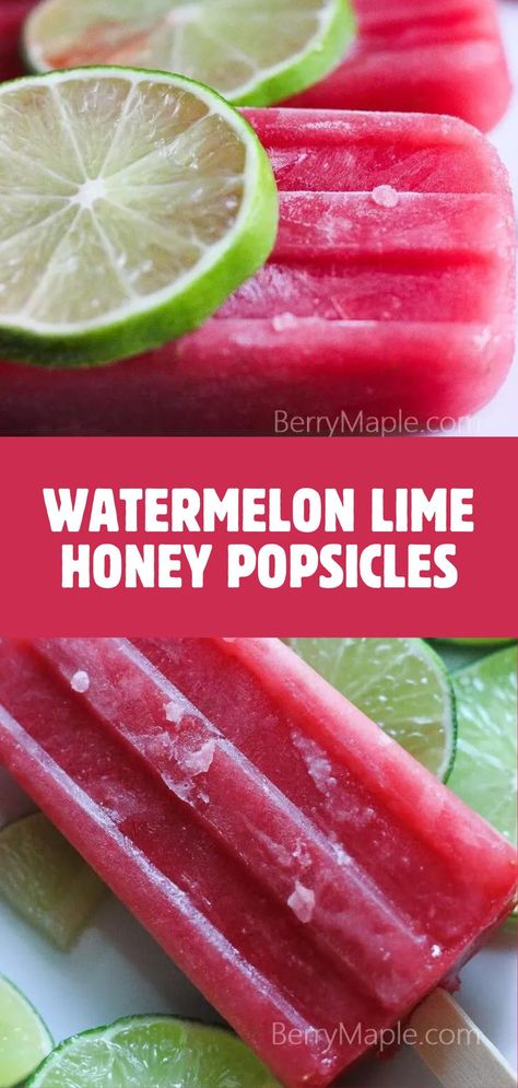 Watermelon Popsicles Recipe, Popsicle Ideas, Homemade Fruit Popsicles, Lime Popsicles, Watermelon Pops, Popsicles Recipe, Watermelon Popsicles, Maple Recipes, Frozen Watermelon