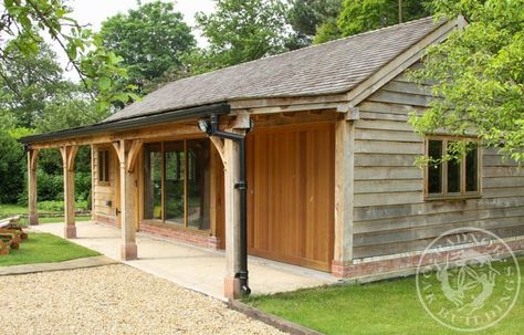 Radnor Oak - Home Office - Oak Framed Office - Annex - Oak Garden Room - Oak Framed Building - Oak framed Summer House Home Office Outbuilding, Summer House Ideas, Oak Framed House, Oak Framed Garden Room, Oak Frame Open Porch, Oak Framed Single Storey House, Oak Framed Outbuilding, Garden Lodge, Timber Garage