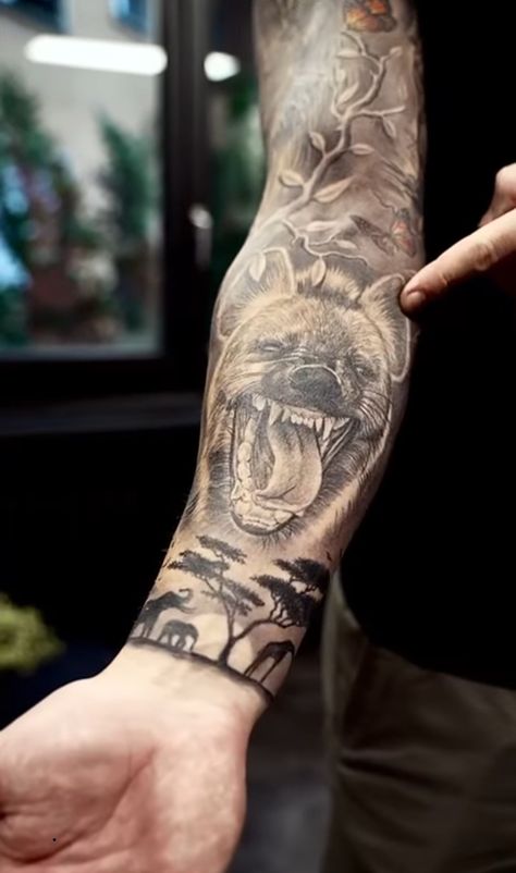 Jungle Background Tattoo, Animal Tattoo Men, Wild Animal Sleeve Tattoo, Animal Sleeve, Jungle Sleeve, Animal Forearm Tattoo, Jungle Arm Sleeve Tattoo, Safari Arm Sleeve Tattoo, Jungle Leg Sleeve Tattoo