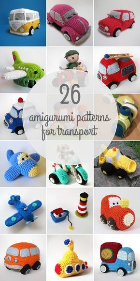 Amigurumi Patterns For Transport | Perfect for that little boy obsessed with trucks and cars Crochet Toys Free, Crocheted Toys, Crochet Car, Vevey, Pola Amigurumi, Crochet Baby Toys, Crochet Amigurumi Free Patterns, Crochet Amigurumi Free, Toy Cars