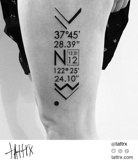 Cool Coordinates Tattoo Men Forearm, Ocean Coordinates Tattoo, Gps Coordinates Tattoo Ideas, Nautical Coordinates Tattoo, Geographic Coordinates Tattoo, Ben Volt Tattoo, 2spirit Tattoo, Coordinates Tattoo, Number Tattoos