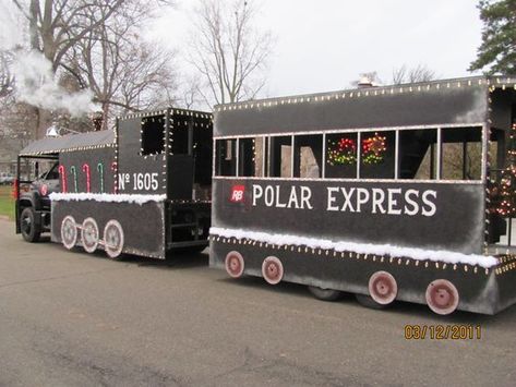 Holiday Parade Floats, Parade Float Diy, Golf Cart Parade, Polar Express Christmas Party, Polar Express Theme, Homecoming Floats, Christmas Parade Floats, Polar Express Party, Polar Express Train