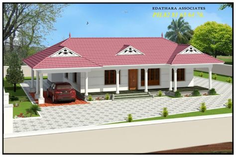 Low Cost House free Plan in Kerala – 840 sq ft - Home Pictures Kerala House Design Single Floor, New Model House Design, House Design Single Floor, Model House Design, House Design Kerala, Small House Design Kerala, New Model House, Kerala Home, Kerala House