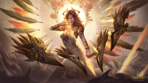 Smite Game, Goddess Ishtar, Castle Clash, Thumbnail Sketches, League Of Legends Characters, Splash Art, Game Illustration, Pc Games, Female Character Design