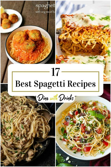 Collage of 4 spagetti recipes. Unique Spaghetti Recipes, Best Spaghetti Recipes, Best Spaghetti Recipe, Pasta Casseroles, Spagetti Recipe, Leftover Spaghetti, Delicious Spaghetti, Noodles Recipes, Pastas Recipes