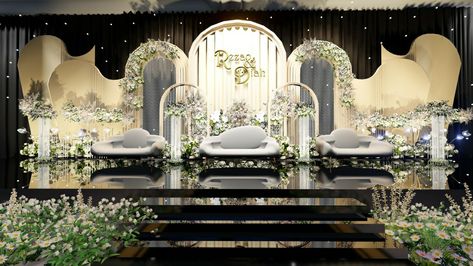 Dekor Pelaminan Modern, Pelaminan Aesthetic, Decorasi Wedding, Pelaminan Modern, Dekorasi Wedding, Indoor Wedding Decorations, Nikah Decor, Javanese Wedding, Indonesian Wedding