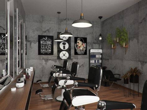 Barbershop design (24/12/2016) on Behance Barbershop Ideas Design, Barbershop Decor, Barbershop Design Interior, Barbershop Ideas, Barber Shop Interior, Hair Salon Interior, Barbershop Design, Barber Shop Decor, Interior Design Images