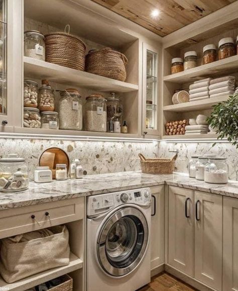 Pantry Laundry Room Combo, Organized Spaces, Pantry Laundry Room, Laundry Ideas, Dream Laundry Room, Laundry Room Renovation, Dream Life House, Laundry Room Remodel, Laundry Room Inspiration