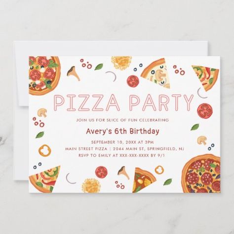 $3.08 | Modern Pizza Party Any Year Birthday Invitation #modern pizza party, pizza party, kids, kid's, digital, cheese, pizza birthday invitations, pepperoni, fun, colorful Pizza Party Invitations, Party Pizza, Pizza Birthday, Pizza Making, Colorful Invitations, Birthday Party Invite, Pizza Party, Modern Invitation, Birthday Invitations Kids