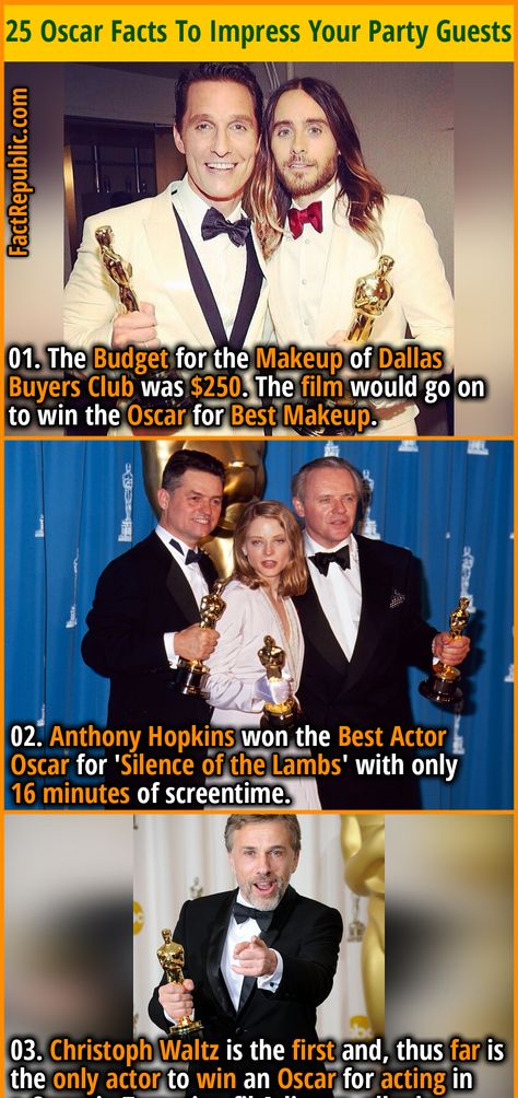 Actors Hollywood, Historic Facts, Oscar Movies, Oscar Awards, Dallas Buyers Club, Best Actor Oscar, Fact Republic, Unusual Facts, Oscar Award