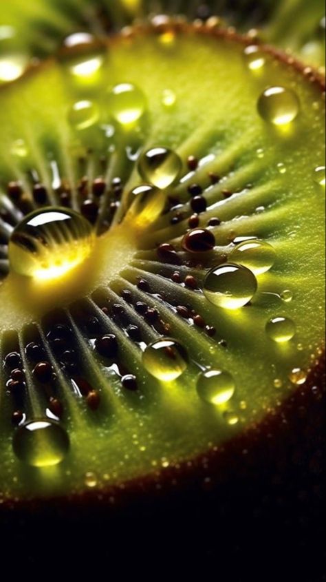 Close Up Fruit Photography, Close Up Plant Photography, Fruits Photography Creative, Macro Aesthetic, Macro Fruit Photography, Kiwi Aesthetic, Kiwi Nails, Extreme Macro Photography, Fruit Composition