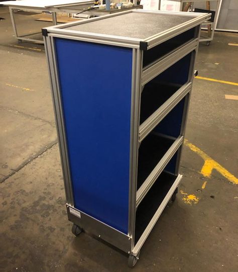 t-slot aluminum industrial cart T Slot Aluminum Projects, Aluminum Projects, Extrusion Design, Aluminum Extrusion Design, Aluminum Extrusion, Filing Cabinet, From Scratch, Trailer, To Start