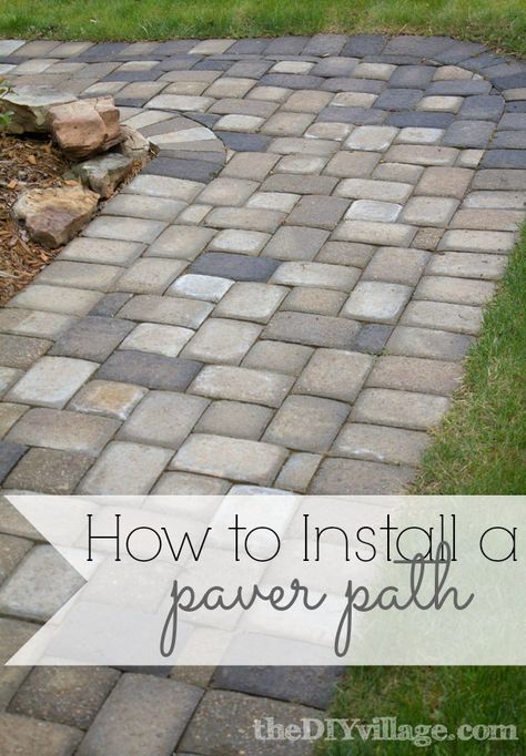 Installing a paver path can be a lot of work but is totally worth every sore muscle! Paver Walkway Designs, Budget Curb Appeal, Paver Path, Cobblestone Walkway, Cobblestone Path, Sore Muscle, Diy Curb Appeal, Brick Patio, Brick Path