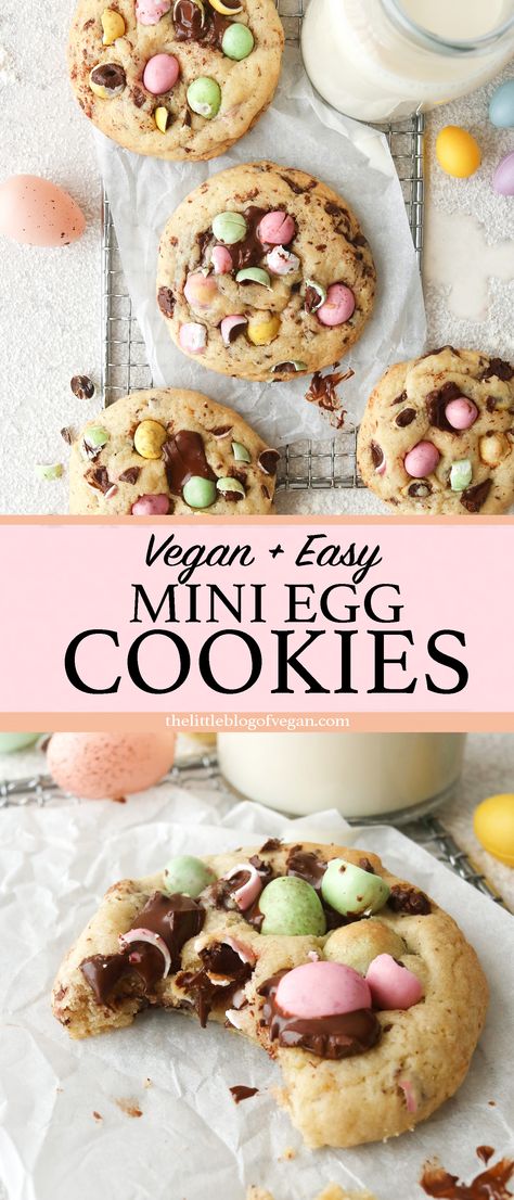 Easy Easter Recipe for Vegan Mini Egg Cookies! Easter Cake Vegan, Mini Egg Cookies, Mini Eggs Cake, Easy Vegan Cookies, Mini Eggs Cookies, Vegan Easter Recipes, Easter Cookie Recipes, Egg Cookies, Vegan Easter