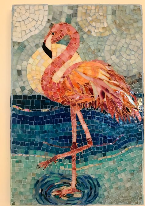 Flamingo Mosaic, Flamingo Wall Art, Mediums Of Art, Paper Art Projects, Flamingo Design, Mosaic Animals, Mosaic Garden Art, Mosaic Birds, Quilt Modernen