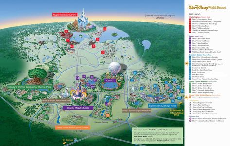 Map of Walt Disney World Resort - wdwinfo.com Orlando Map, Disney Map, Disney World Map, Disneysea Tokyo, Disney World Transportation, Disney Transportation, Disney Parque, Disney Tourist Blog, Disney College