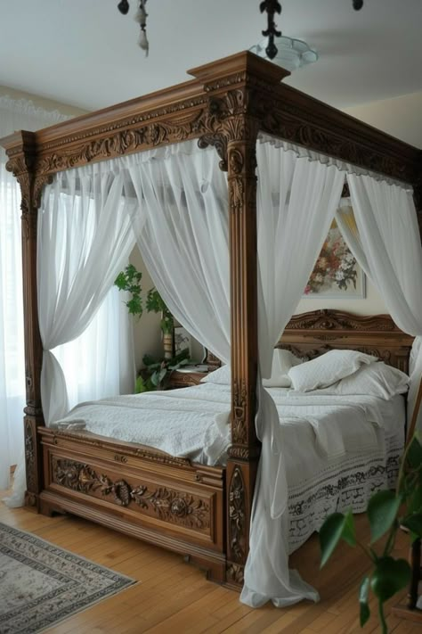 Canopy Bed Frame Ideas, Bed Frame Canopy, Bed Frame Ideas, Canopy Bed Ideas, Queen Canopy Bed, Kids Bed Design, Canopy Bed Frame, Boys Bedroom Makeover, Intimate Space