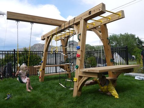 Play Structures For Kids, Kids Backyard Playground, Play Area Backyard, Build Projects, Backyard Swings, Diy Playground, Wooden Swing, Kids Outdoor Play, Outdoor Play Area