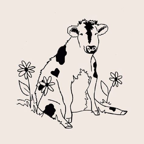 original design by @ ktchnwnch, edited by me Cow Sitting Down, Cow Sitting, Cow Tattoo, Dog Tattoo, Frogs, Diy Cards, A Dog, Original Design, Card Ideas