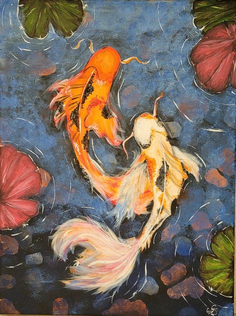 Coy Fish, Koi Painting, Watercolor Art Landscape, Koi Art, Art Basics, Hippie Painting, Muse Art, Fish Drawings, Happy Art