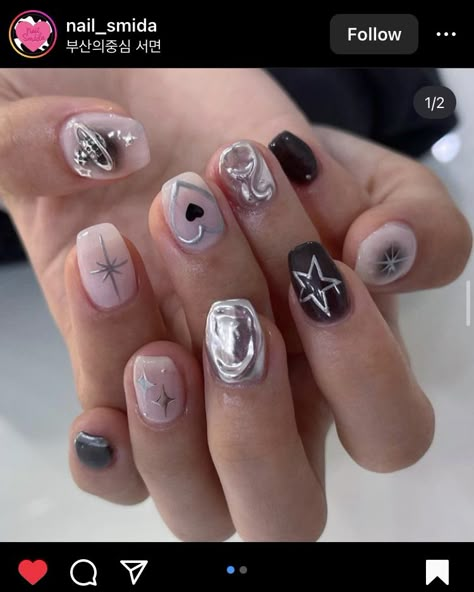 Acubi Nail Art, Masculine Nail Designs, Hello Nails, Hippie Nails, Punk Nails, Grunge Nails, Casual Nails, Cute Gel Nails, Nails Only