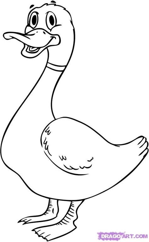 how to draw a cartoon duck step 6 Duck Pictures Drawing, How To Draw Duck, Duck Drawing Sketches, How To Draw A Duck, Cartoon Duck Drawing, Duck Black And White, Aril Tatum, Simple Face Drawing, Farm Cartoon