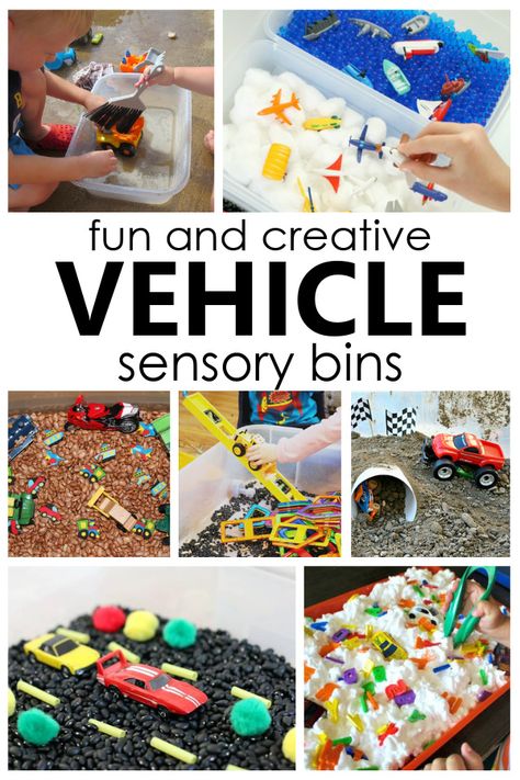 Road Sensory Bin, Neighborhood Sensory Bin, Car Area Preschool, Transportation Theme Sensory Bin, Things That Go Sensory Bin, Hot Wheels Sensory Bin, Vehicle Theme Preschool Activities, Car Theme Preschool, Car Sensory Play