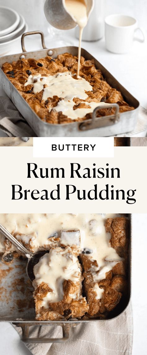 Bread Pudding Raisin, Rum Raisin Recipes, Rum Bread Pudding Recipes, Fall Bread Pudding, Rum Raisin Cake, Golf Desserts, Raisin Bread Pudding Recipe, Rum Raisin Bread Pudding, Rum Raisin Bread