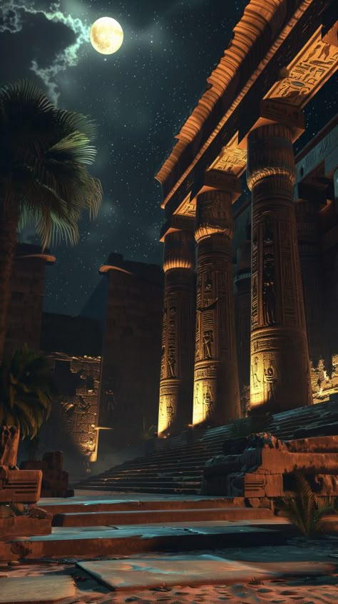 Dark Egypt Aesthetic, Ancient Temple Aesthetic, Sekmeth Egypt, Dark Egyptian Aesthetic, Ancient Egypt Palace, Mesir Aesthetic, Egypt Castle, Egyptian Castle, Egypt Fantasy Art