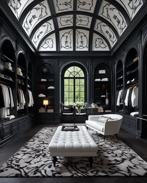 Gothic Walk In Closet, Victorian Walk In Closet, Gothic Mansion Exterior, Modern Baroque Interior, Dark Closet, Luxury Dressing Room, Closets Design, Gothic Mansion, Mansion Exterior