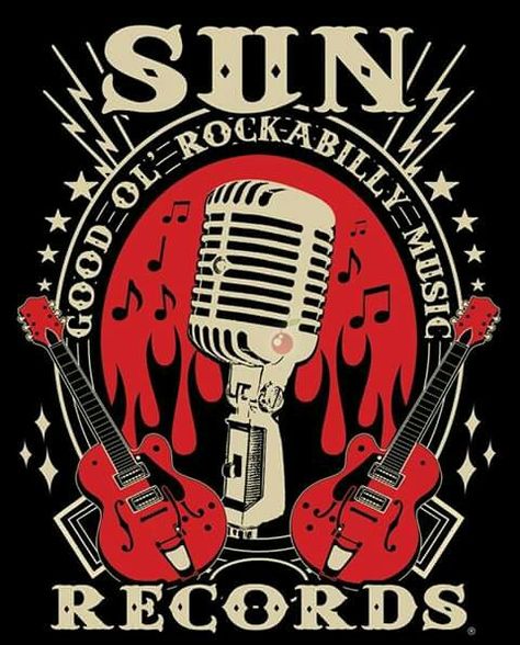 Sun Records Rockabilly Lifestyle, Rockabilly Music, Rockabilly Art, Sun Records, Rock N Roll Music, Music Tees, Rock N’roll, Psychobilly, Rock Posters