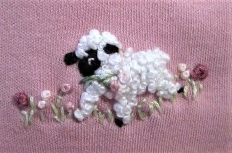 Embroidery Inspiration Simple, Pastel Outfits, Pink Sheep, Patterns Embroidery, Pola Sulam, Cute Embroidery, 자수 디자인, Sewing Embroidery Designs, Hand Embroidery Art