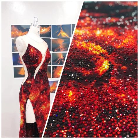 Catriona Grey Lava Gown Volcano Inspired Dresses, Lava Inspired Fashion, Lava Dress Catriona, Lava Walk Catriona Gray, Volcano Inspired Fashion, Catriona Gray Lava Gown, Lava Outfit, Lava Gown, Catriona Grey