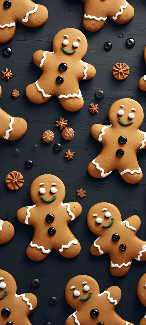 Gingerbread Christmas Wallpaper, Gingerbread Background, Gingerbread Wallpaper, Funny Christmas Wallpaper, Cute Ginger, Bread Man, Aesthetic Walls, Ideas Para Navidad, Holiday Wallpapers