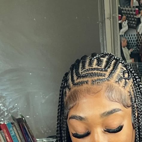 Viral Braided Hairstyles, Braids Trending 2023, Tyla Braids Styles Fulani, Funnel Braids, Tylathecurator Braids, Braided Hairstyles 2024, Fulani Braids Straight Back, Straight Back Braids Cornrows Hairstyles With Designs, Fulani Styles