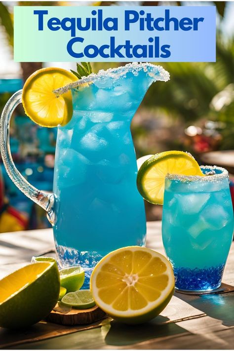 These tequila cocktails can be made in pitchers for big batch tequila drinks for a crowd. Margarita recipes for summer parties, Super Bowl tequila cocktails and delicious refreshing tequila cocktails for pool party drinks. Tequila Sunrise Pitcher, Drinks Using Tequila, Tequila Punch Recipes Parties, Tequila Mixed Drinks Recipes, Fruity Tequila Drinks, Tequila Drinks For A Crowd, Blue Tequila Cocktails, Drink Recipes With Tequila, Mexican Inspired Cocktails