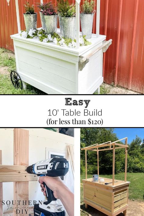 Diy Wood Cart With Wheels, Diy Plant Cart With Wheels, Wooden Flower Cart Plans, Diy Peddlers Cart, Diy Flower Cart Plans, Diy Catering Cart Plans, Diy Food Vendor Cart, How To Build A Flower Cart, Market Cart Diy